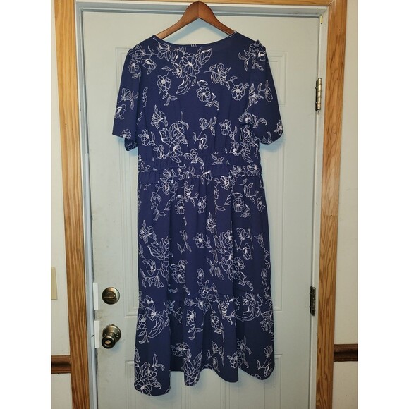 Signature by Robbie Bee Beautiful Dress Large Floral Blue Flare 2XL - Picture 4 of 4